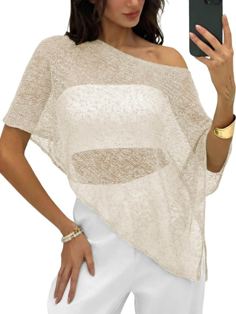 Womens Sheer Poncho Shrug Bolero Lightweight Knit Crochet Shrug Mesh Cover Up